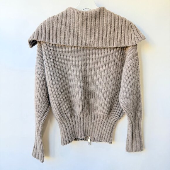 Autumn Cashmere Waffle-Knit Zip-Up Cardigan Sweater Women’s Size S Taupe - Picture 3 of 6